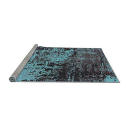 Sideview of Machine Washable Oriental Light Blue Industrial Rug, wshurb2763lblu