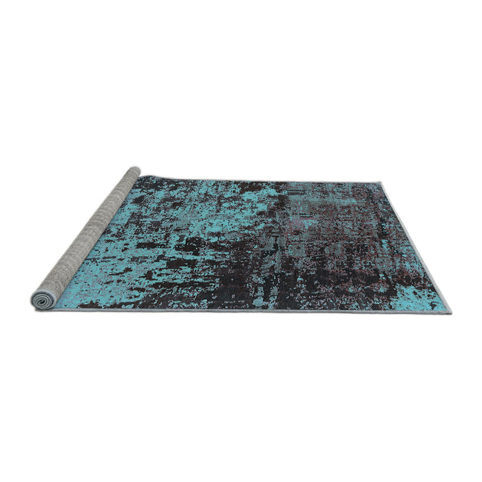 Sideview of Machine Washable Oriental Light Blue Industrial Rug, wshurb2763lblu