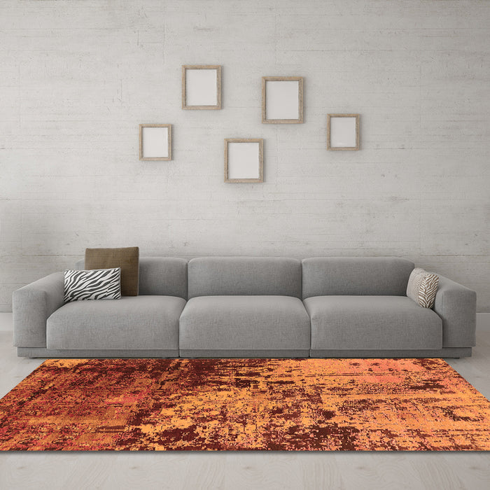 Machine Washable Oriental Orange Industrial Area Rugs in a Living Room, wshurb2763org
