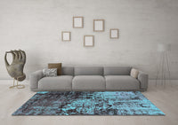 Machine Washable Oriental Light Blue Industrial Rug, wshurb2763lblu