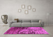 Machine Washable Oriental Pink Industrial Rug in a Living Room, wshurb2763pnk