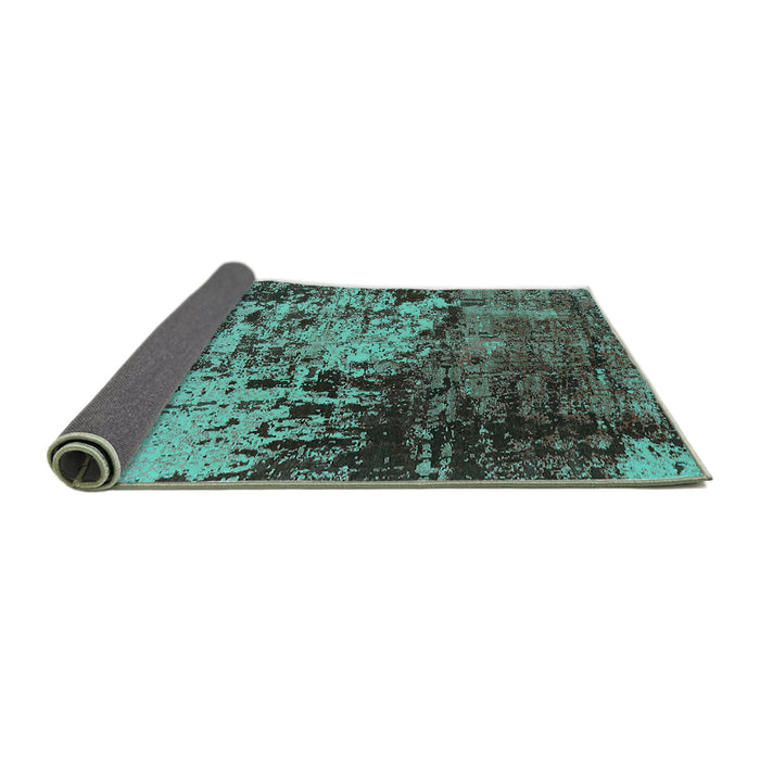 Sideview of Oriental Turquoise Industrial Rug, urb2763turq