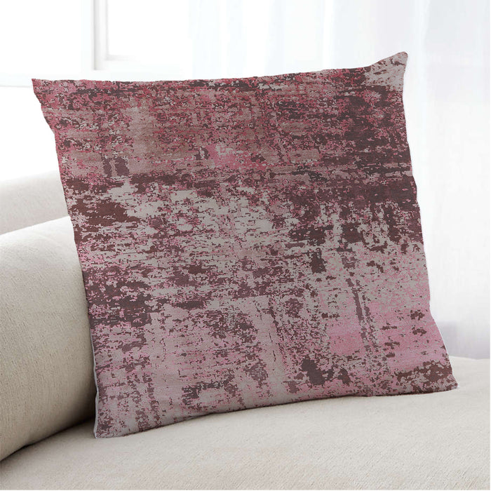 Lifestyle Image of Mid-Century Modern Urban Square Saffron Red Throw Pillow, 18 inch by 18 inch, pwurb2763