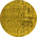 Round Oriental Yellow Industrial Rug, urb2764yw