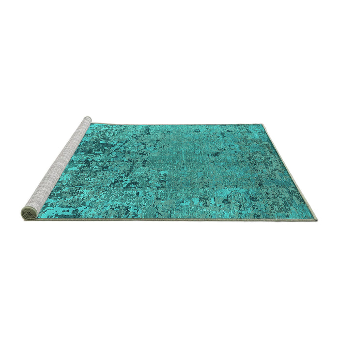Sideview of Machine Washable Oriental Turquoise Industrial Area Rugs, wshurb2764turq