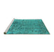 Sideview of Machine Washable Oriental Turquoise Industrial Area Rugs, wshurb2764turq