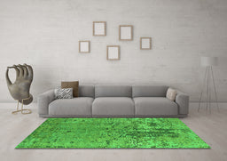Machine Washable Oriental Green Industrial Area Rugs in a Living Room,, wshurb2764grn