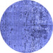 Round Oriental Blue Industrial Rug, urb2764blu