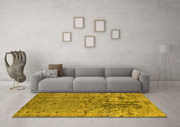 Machine Washable Oriental Yellow Industrial Rug in a Living Room, wshurb2764yw