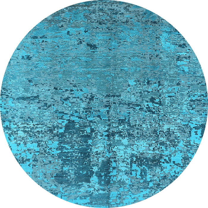 Round Machine Washable Oriental Light Blue Industrial Rug, wshurb2764lblu