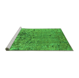 Sideview of Machine Washable Oriental Green Industrial Area Rugs, wshurb2764grn