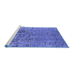 Sideview of Machine Washable Oriental Blue Industrial Rug, wshurb2764blu