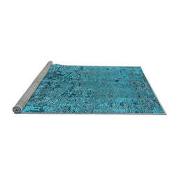 Sideview of Machine Washable Oriental Light Blue Industrial Rug, wshurb2764lblu