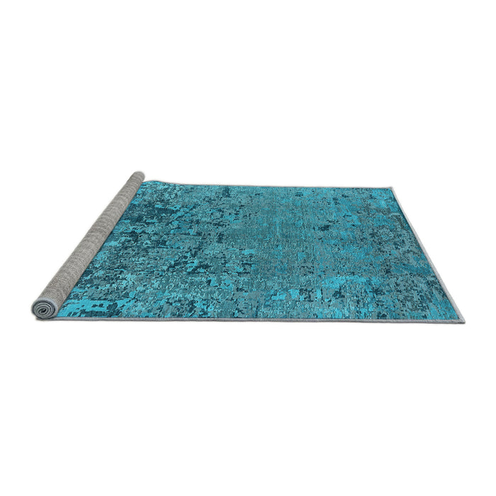 Sideview of Machine Washable Oriental Light Blue Industrial Rug, wshurb2764lblu