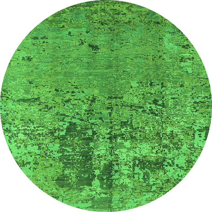 Round Oriental Green Industrial Rug, urb2764grn