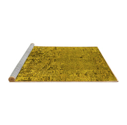 Sideview of Machine Washable Oriental Yellow Industrial Rug, wshurb2764yw