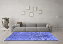 Machine Washable Oriental Blue Industrial Rug in a Living Room, wshurb2764blu