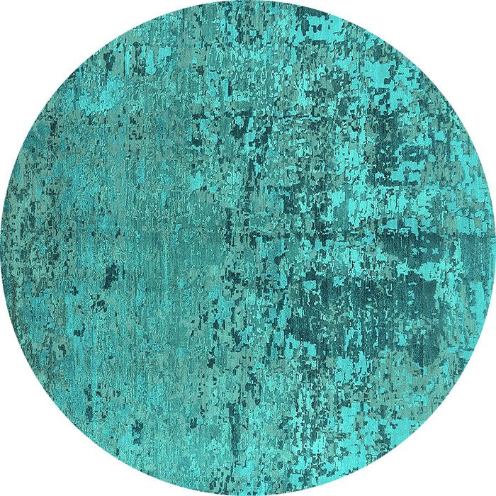 Round Oriental Turquoise Industrial Rug, urb2764turq