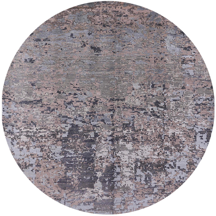 Round Machine Washable Industrial Modern Cloudy Gray Rug, wshurb2764