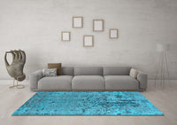 Machine Washable Oriental Light Blue Industrial Rug, wshurb2764lblu