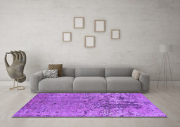 Machine Washable Oriental Purple Industrial Area Rugs in a Living Room, wshurb2764pur