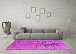 Machine Washable Oriental Pink Industrial Rug in a Living Room, wshurb2764pnk