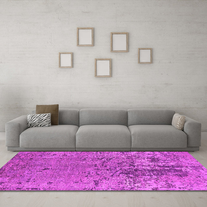 Machine Washable Oriental Pink Industrial Rug in a Living Room, wshurb2764pnk