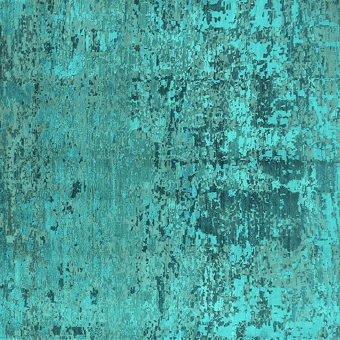 Square Machine Washable Oriental Turquoise Industrial Area Rugs, wshurb2764turq