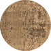 Round Oriental Brown Industrial Rug, urb2764brn