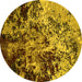 Round Machine Washable Oriental Yellow Industrial Rug, wshurb2765yw