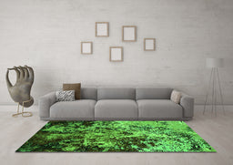 Machine Washable Oriental Green Industrial Area Rugs in a Living Room,, wshurb2765grn