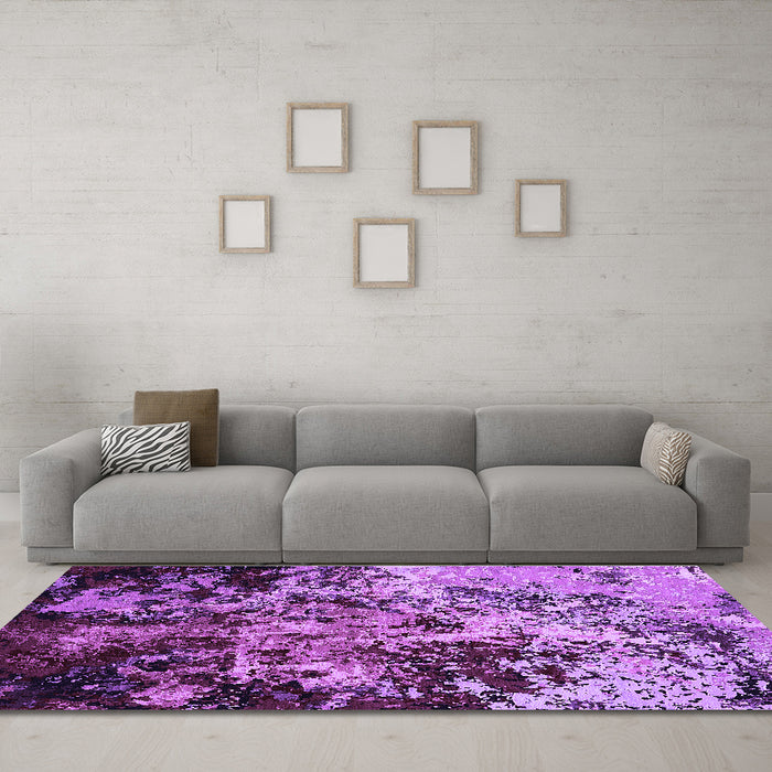 Machine Washable Oriental Purple Industrial Area Rugs in a Living Room, wshurb2765pur