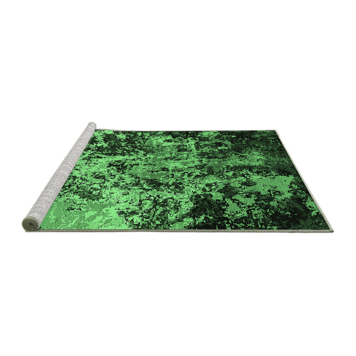 Sideview of Machine Washable Oriental Emerald Green Industrial Area Rugs, wshurb2765emgrn
