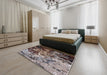 Mid-Century Modern Bakers Brown Oriental Rug in a Bedroom, urb2765