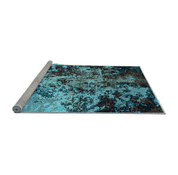 Sideview of Machine Washable Oriental Light Blue Industrial Rug, wshurb2765lblu