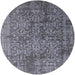 Round Mid-Century Modern Gray Oriental Rug, urb2766