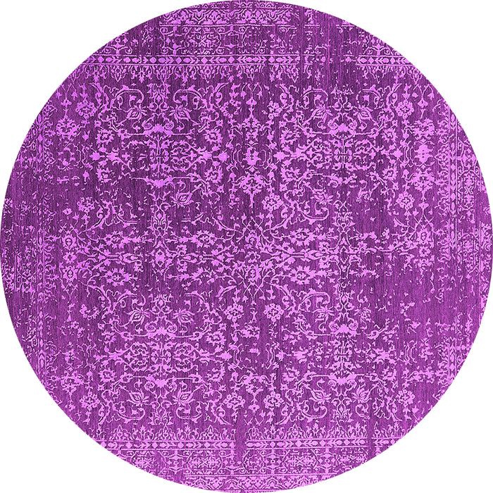 Round Machine Washable Oriental Pink Industrial Rug, wshurb2766pnk