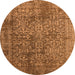 Round Machine Washable Oriental Orange Industrial Area Rugs, wshurb2766org