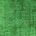 Square Machine Washable Oriental Green Industrial Area Rugs, wshurb2766grn