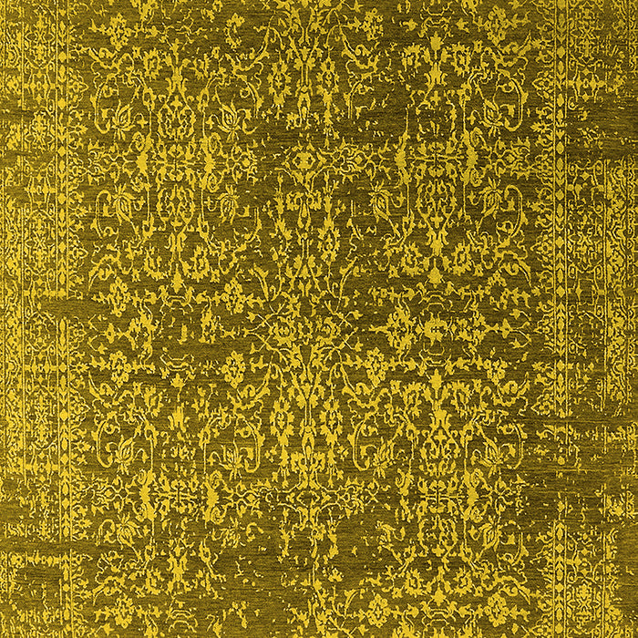 Machine Washable Oriental Yellow Industrial Rug, wshurb2766yw