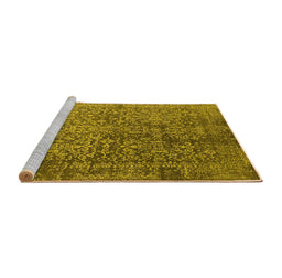 Sideview of Machine Washable Oriental Yellow Industrial Rug, wshurb2766yw