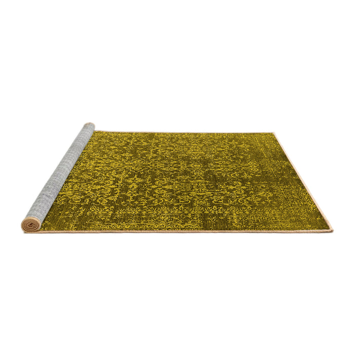 Sideview of Machine Washable Oriental Yellow Industrial Rug, wshurb2766yw