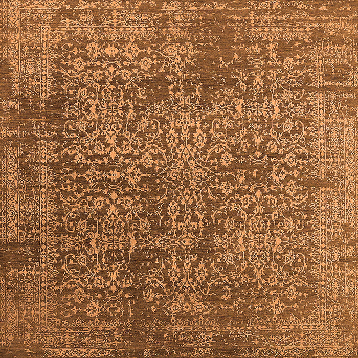 Square Machine Washable Oriental Orange Industrial Area Rugs, wshurb2766org
