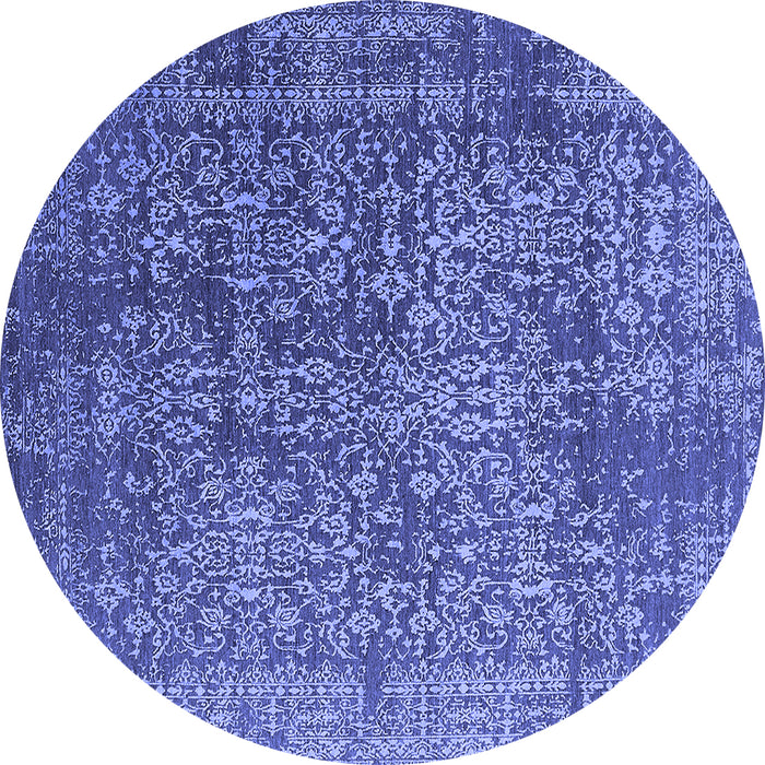 Round Oriental Blue Industrial Rug, urb2766blu