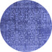 Round Oriental Blue Industrial Rug, urb2766blu