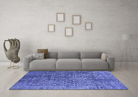 Machine Washable Oriental Blue Industrial Rug, wshurb2766blu