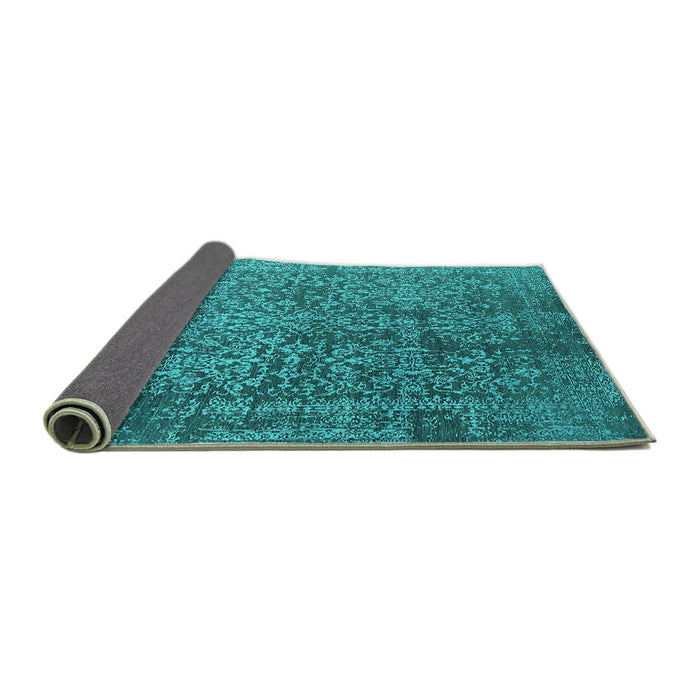 Sideview of Oriental Turquoise Industrial Rug, urb2766turq