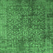 Square Machine Washable Oriental Emerald Green Industrial Area Rugs, wshurb2766emgrn