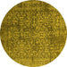 Round Oriental Yellow Industrial Rug, urb2766yw