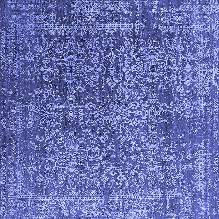 Square Machine Washable Oriental Blue Industrial Rug, wshurb2766blu